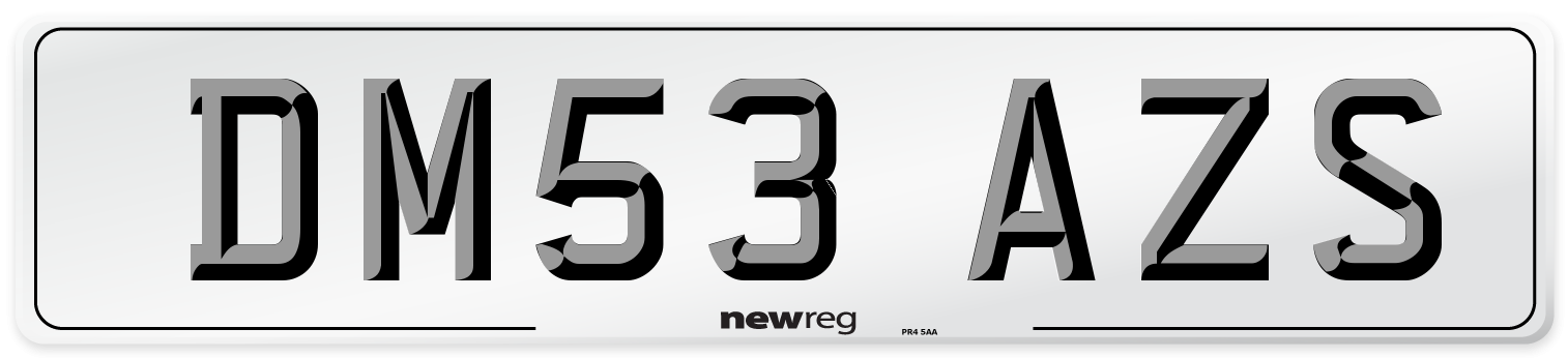 DM53 AZS Number Plate from New Reg